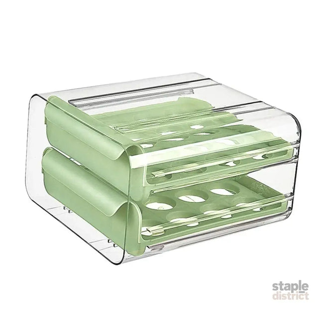 Double Layer Green Egg Storage Carton Drawer Fridge Organizer for Kitchen Use - Home & Garden > Kitchenware > Food