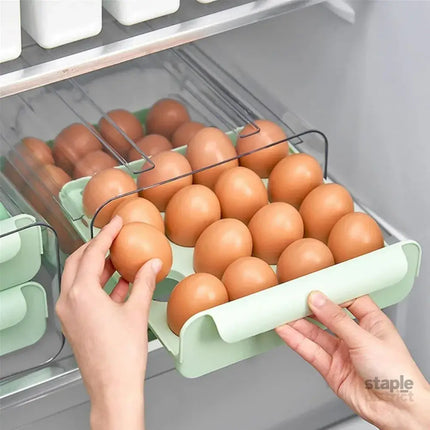 Double Layer Green Egg Storage Carton Drawer Fridge Organizer for Kitchen Use - Home & Garden > Kitchenware > Food