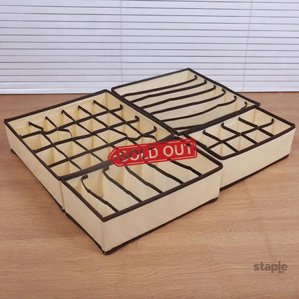 Drawer Organizer Set Foldable Storage Box Divider for Bra Underwear Closet 4pcs - Beige - Baby & Kids > Kid’s Furniture