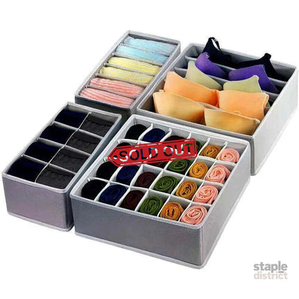 Drawer Organizer Set Foldable Storage Box Divider for Bra Underwear Closet 4pcs - Beige - Baby & Kids > Kid’s Furniture
