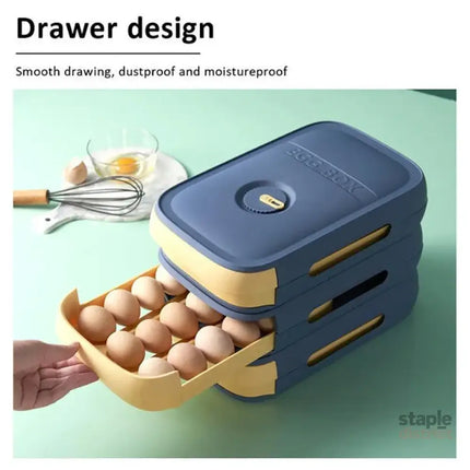 Drawer Type Eggs Tray Fruit Storage Box Kitchen Stacking Holder Food Container - Blue - Commercial > Packaging >
