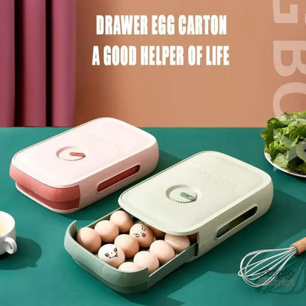 Drawer Type Eggs Tray Fruit Storage Box Kitchen Stacking Holder Food Container - Green - Commercial > Packaging >