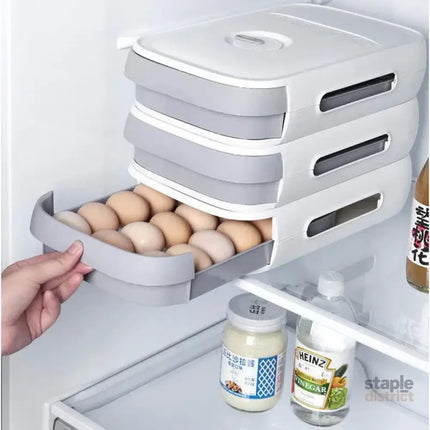 Drawer Type Eggs Tray Fruit Storage Box Kitchen Stacking Holder Food Container - Green - Commercial > Packaging >