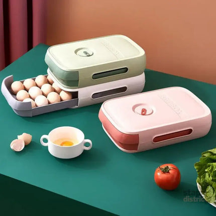 Drawer Type Eggs Tray Fruit Storage Box Kitchen Stacking Holder Food Container - Pink - Commercial > Packaging >