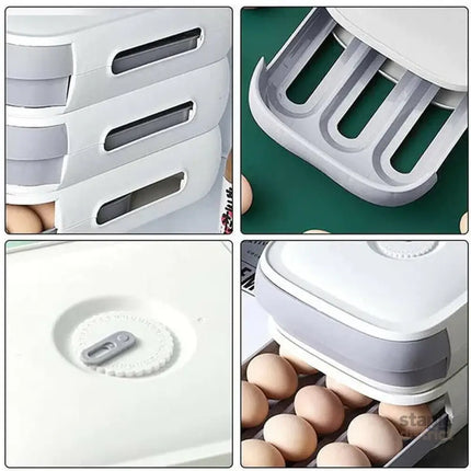 Drawer Type Eggs Tray Fruit Storage Box Kitchen Stacking Holder Food Container - Pink - Commercial > Packaging >
