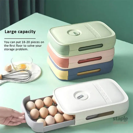 Drawer Type Eggs Tray Fruit Storage Box Kitchen Stacking Holder Food Container - White - Commercial > Packaging >