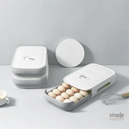 Drawer Type Eggs Tray Fruit Storage Box Kitchen Stacking Holder Food Container - White - Commercial > Packaging >