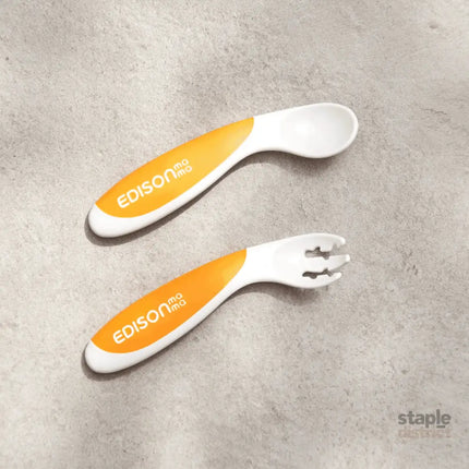 EDISON mama ForkSpoon Beginner SetOrange left Handed-2006733438828285956