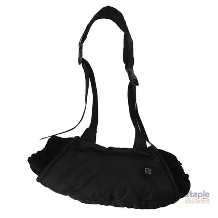 Electric Hand Warming Muff Temperature Controllable Waterproof Quilted Cotton Heated Hand Pouch for Winter Black