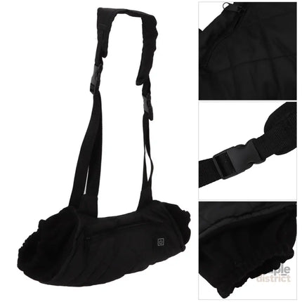 Electric Hand Warming Muff Temperature Controllable Waterproof Quilted Cotton Heated Hand Pouch for Winter Black