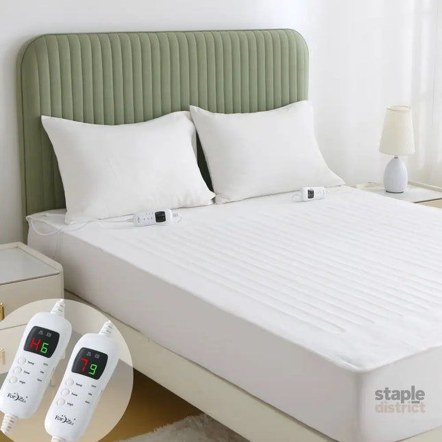 Electric Heated Mattress Pad Blanket with Dual Control & 9-Hour Auto Off & 9 Heat Settings Preheat Functions Overheat