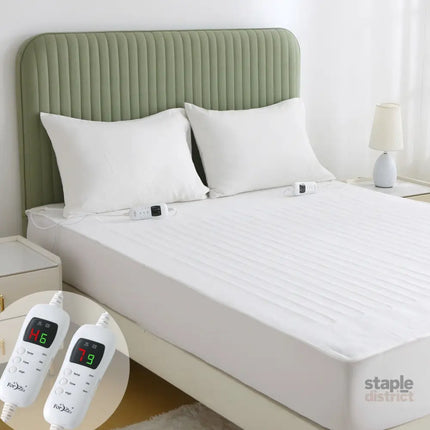 Electric Heated Mattress Pad Blanket with Dual Control & 9-Hour Auto Off & 9 Heat Settings Preheat Functions Overheat