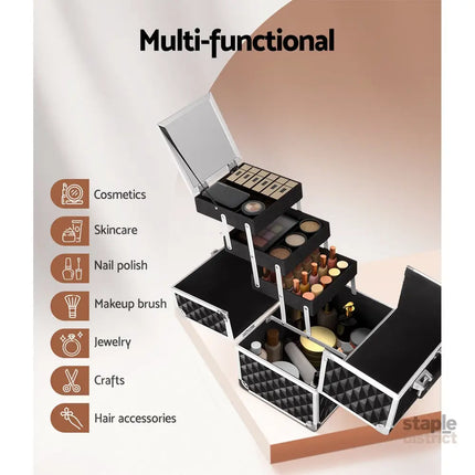 Embellir Makeup Case Beauty Organiser Bag Travel Large Cosmetic Storage Portable - Health & Beauty > Cosmetic Storage >