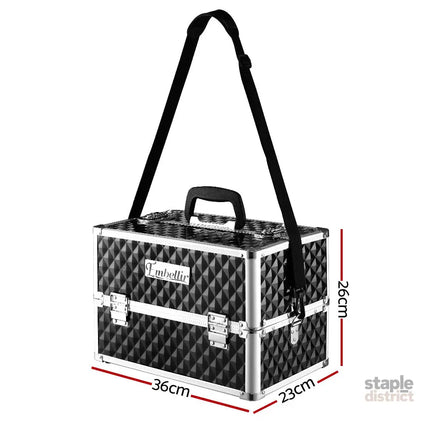 Embellir Portable Cosmetic Beauty Makeup Case - Diamond Black - Health & Beauty > Cosmetic Storage > Cosmetic &