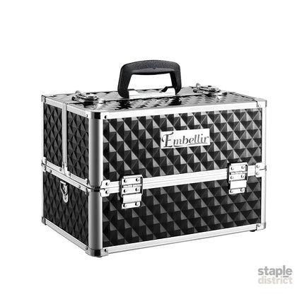 Embellir Portable Cosmetic Beauty Makeup Case - Diamond Black - Health & Beauty > Cosmetic Storage > Cosmetic &