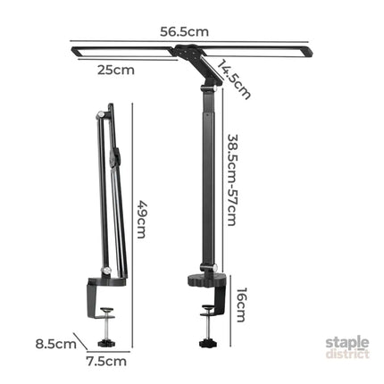 Emitto Double Head LED Desk Lamp Dimmable With Clamp-2018816724576636930