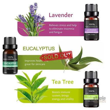 Essential Oil Set 6 Bottles Plant Aromatherapy Oils Natural Scent for Diffuser - Appliances > Aroma Diffusers &