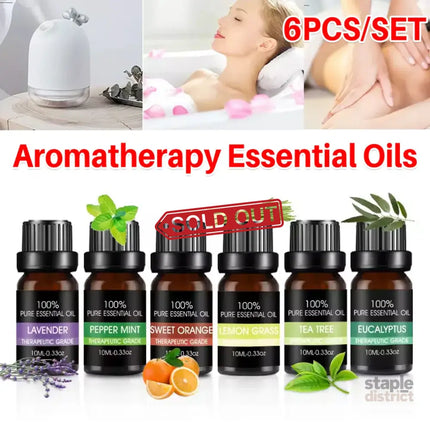 Essential Oil Set 6 Bottles Plant Aromatherapy Oils Natural Scent for Diffuser - Appliances > Aroma Diffusers &