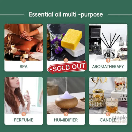 Essential Oil Set 6 Bottles Plant Aromatherapy Oils Natural Scent for Diffuser - Appliances > Aroma Diffusers &