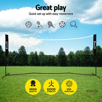 Everfit 3.6M Badminton Tennis Net Portable Volleyball Kit Adjustable Height - Sports & Fitness > Ball Sports > Netball