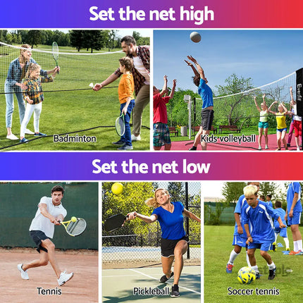 Everfit 3.6M Badminton Tennis Net Portable Volleyball Kit Adjustable Height - Sports & Fitness > Ball Sports > Netball