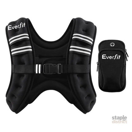 Everfit 3kg Weighted Vest Men Women Reflective Running Vest with Armband Pouch - Sports & Fitness > Exercise Gym &