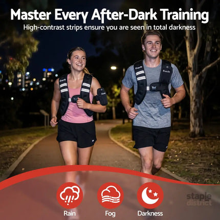 Everfit 3kg Weighted Vest Men Women Reflective Running Vest with Armband Pouch - Sports & Fitness > Exercise Gym &