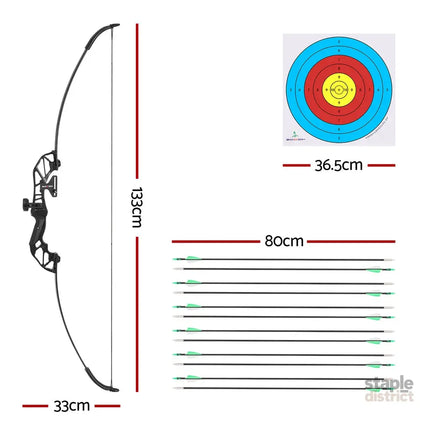 Everfit 55lbs Bow Arrow Set Recurve Takedown Archery Hunting for Beginner Green - Baby & Kids > Baby & Kid’s Toys >