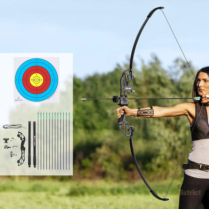 Everfit 55lbs Bow Arrow Set Recurve Takedown Archery Hunting for Beginner Green - Baby & Kids > Baby & Kid’s Toys >