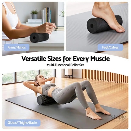 Everfit Foam Roller Set 4 in 1 Grid High Density Massager for Deep Tissue Trigger Point Myofascial Release Back Pain