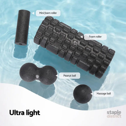 Everfit Foam Roller Set 4 in 1 Grid High Density Massager for Deep Tissue Trigger Point Myofascial Release Back Pain