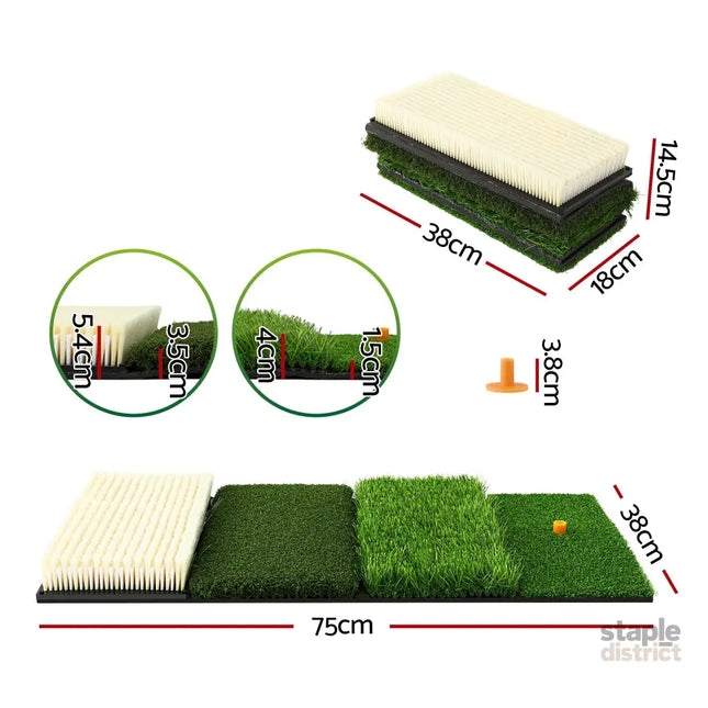 Everfit Golf Hitting Mat Practice Turf 4 in 1 Foldable Training Aid Backyard - Sports & Fitness > Golf > Golf