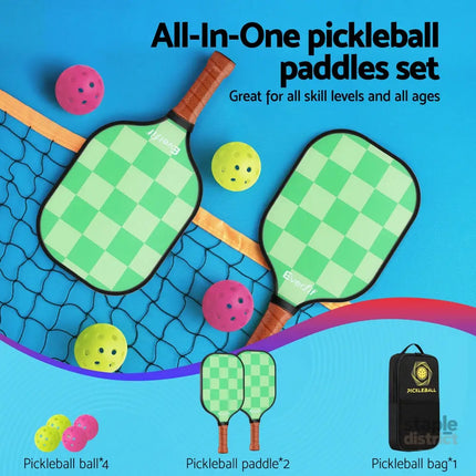 Everfit Pickleball Paddle Set Fiberglass with Balls Bag Tournament Kit 2PCS Pickle Balls Rackets - Baby & Kids > Baby &