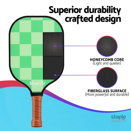 Everfit Pickleball Paddle Set Fiberglass with Balls Bag Tournament Kit 2PCS Pickle Balls Rackets - Baby & Kids > Baby &