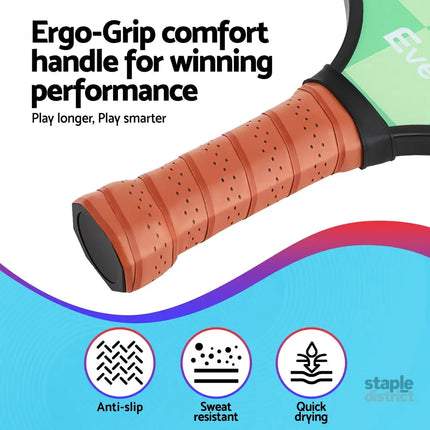 Everfit Pickleball Paddle Set Fiberglass with Balls Bag Tournament Kit 2PCS Pickle Balls Rackets - Baby & Kids > Baby &