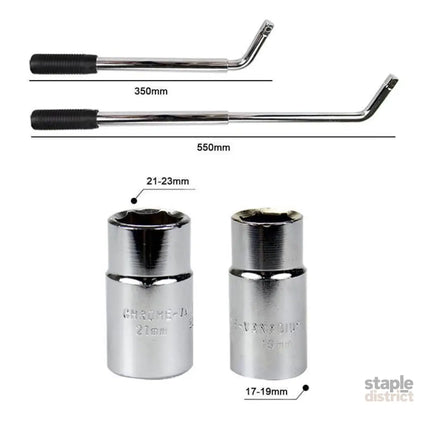 Extendable Car Wheel Brace Heavy Duty Nut Lug Wrench Sockets 17/19mm & 21/23mm - Auto Accessories > Auto Accessories