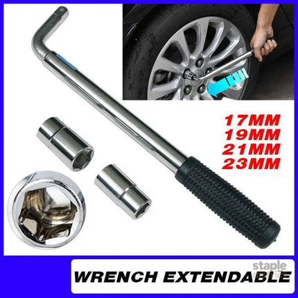 Extendable Car Wheel Brace Heavy Duty Nut Lug Wrench Sockets 17/19mm & 21/23mm - Auto Accessories > Auto Accessories