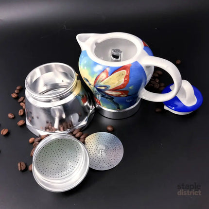 Fairy Vintage Porcelain Ceramic Italian Stove Top Espresso Coffee Maker 3-4Cups 200ml - Appliances > Kitchen Appliances