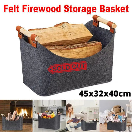 Felt Firewood Storage Basket Tote Bag Large Felt Basket for Firewood Wood Holder - Baby & Kids > Kid’s Furniture > Toy