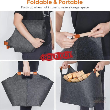 Felt Firewood Storage Basket Tote Bag Large Felt Basket for Firewood Wood Holder - Baby & Kids > Kid’s Furniture > Toy