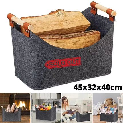 Felt Firewood Storage Basket Tote Bag Large Felt Basket for Firewood Wood Holder - Baby & Kids > Kid’s Furniture > Toy