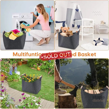 Felt Firewood Storage Basket Tote Bag Large Felt Basket for Firewood Wood Holder - Baby & Kids > Kid’s Furniture > Toy