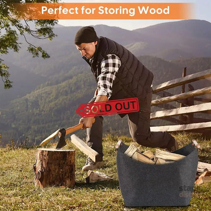 Felt Firewood Storage Basket Tote Bag Large Felt Basket for Firewood Wood Holder - Baby & Kids > Kid’s Furniture > Toy
