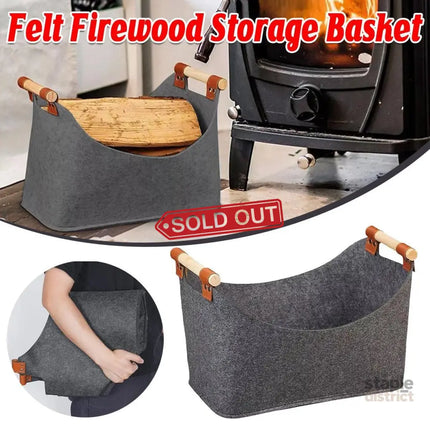 Felt Firewood Storage Basket Tote Bag Large Felt Basket for Firewood Wood Holder - Baby & Kids > Kid’s Furniture > Toy