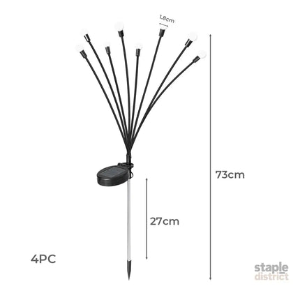 Firfly Solar Lawn Lights 8LED 4PC Outdoor Black-2006733079753920514