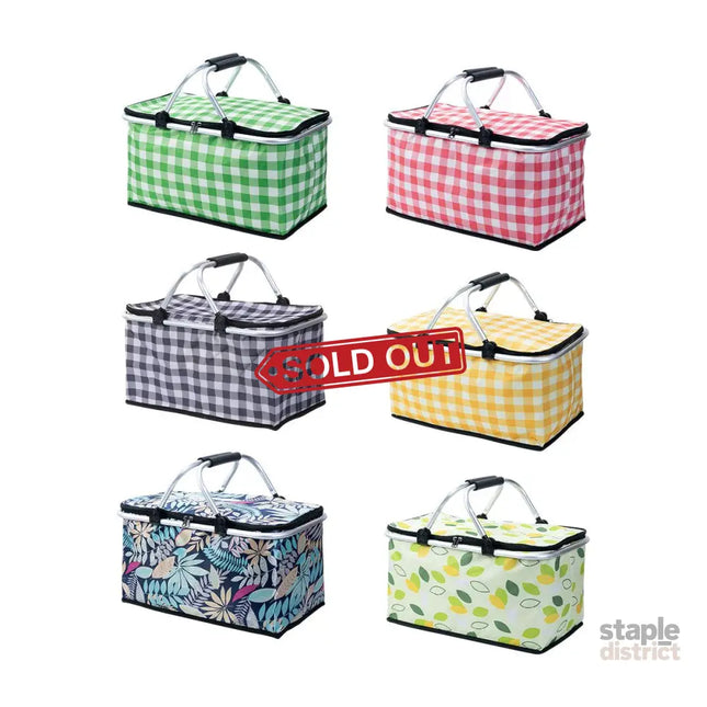 Foldable Picnic Basket Outdoor Camping Carrying Basket Portable Food Storage - Green - Outdoor Recreation > Iceboxes &