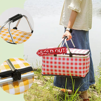 Foldable Picnic Basket Outdoor Camping Carrying Basket Portable Food Storage - Green - Outdoor Recreation > Iceboxes &