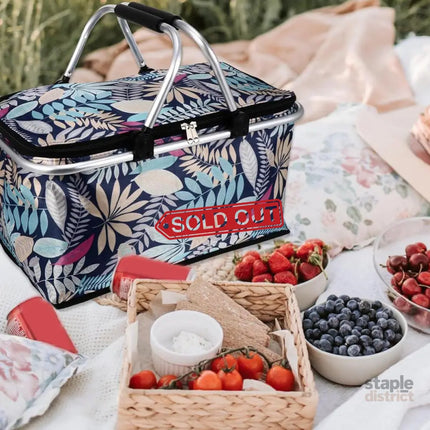 Foldable Picnic Basket Outdoor Camping Carrying Basket Portable Food Storage - Green - Outdoor Recreation > Iceboxes &