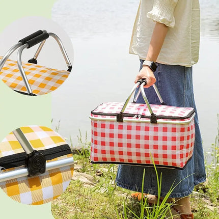 Foldable Picnic Basket Outdoor Camping Carrying Basket Portable Food Storage - Greenery - Outdoor Recreation > Iceboxes
