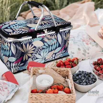 Foldable Picnic Basket Outdoor Camping Carrying Basket Portable Food Storage - Greenery - Outdoor Recreation > Iceboxes